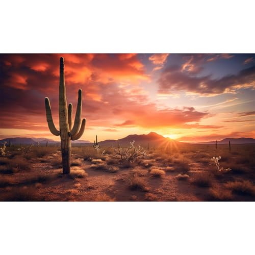 Sunset Desert Reptile Tank Background Majestic Saguaro Cacti Against Sunset Cloudy Sky Aquarium Background Barren Thorns Desert Jungle Natural Landscape Reptile Tank Terrarium Backgrounds 30x12in - size: 30(W)x12(H)inches/ 75(W)*30cm(H)