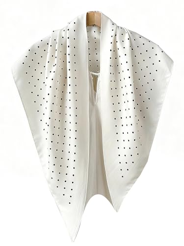 Triangle Shawls Scarf Head Hair Neck For Women Scarves Fashion Silk Feeling Lady Lightweight 51 * 23.6inch - color: K28-white Background With Black Dots（51*23.6inch）