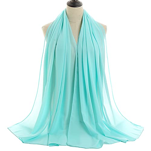 YOUR SMILE for Women Lightweight Breathable Solid Color Soft Chiffon Long Fashion Scarves Sun-proof Shawls Wrap - color: Mint