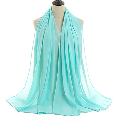 YOUR SMILE for Women Lightweight Breathable Solid Color Soft Chiffon Long Fashion Scarves Sun-proof Shawls Wrap - color: Mint