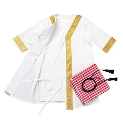 ODIZLI Infant Toddlers Baby Boys Muslim Newborn Eid Outfits Kaftan Abaya and Head Scarf Shemagh Keffiyeh Arabic Dubai Outfits - color: White, size: 12-24 Months