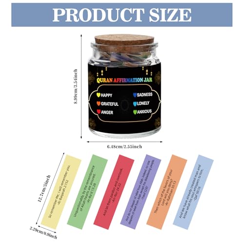 Quran Verses Jar,Islamic Gifts for Women Men Quran In English Translation,Islamic Decor,Muslim Gift,Ramadan Decorations for Home,Eid Gift,Quran Affirmation verses,Hope & Prayer Jar