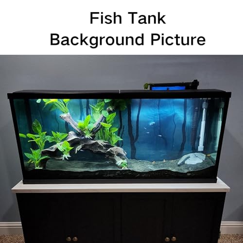 ELEBOX Fish Backgrounds Paper Double Sides 3D Stone & Trees Aquarium Background Picture 19" x 48" Fish Tank Background - color: N, size: H:19.5"x L:48"