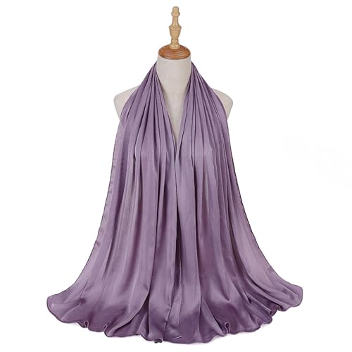 Luxury Silky Satin Hijab for Women, Shimmer Crinkle Muslim Head Scarf, Graceful Feminine Charm - color: Elegant Purple