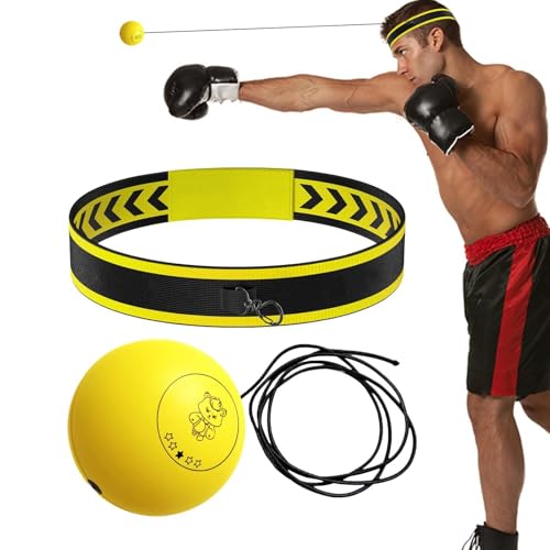 Boxing Reflex Ball Multifunctional Fun Effective Reaction Training | Kids Beginners Punching Headband for Adults Enthusiasts Families Friends Amateurs Lovers Fun Sports Activities - color: Yellow ball