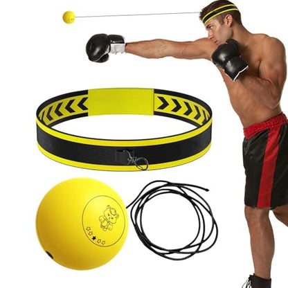 Boxing Reflex Ball Multifunctional Fun Effective Reaction Training | Kids Beginners Punching Headband for Adults Enthusiasts Families Friends Amateurs Lovers Fun Sports Activities - color: Yellow ball