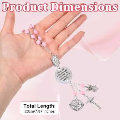 Car Rosary Rosary for Car Cross for Cars Mirror Hanging Cross for Cars Charm Psalm 91: 11 Bible Verse for Rearview Mirrors Religious Gifts Driver Mini Cute Accessories Gift for Women