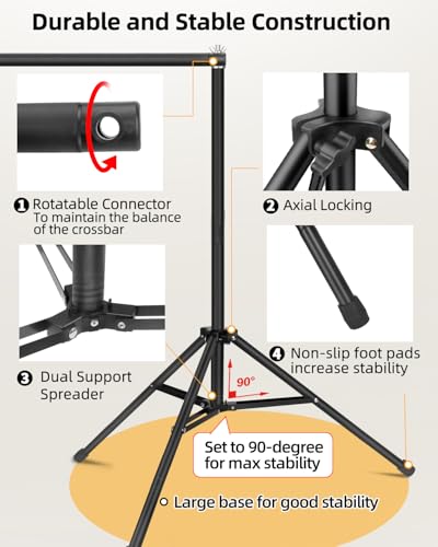 Hemmotop Photo Backdrop Stand, 10x7ft, Secure Straight Thread Connection - size: 10x7ft