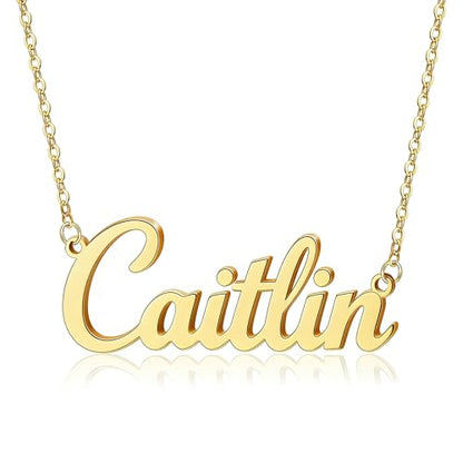 DayOfShe Name Necklace Personalized for Women, 18K Gold Plated Cuban Chain Necklaces Customized with Name as Christmas Girlfriend Gift - color: 1-Gold