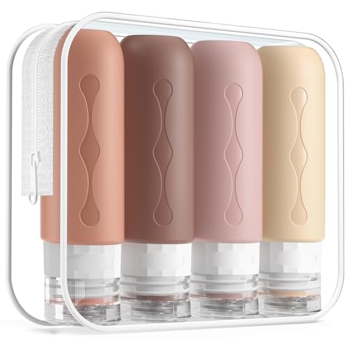 Gemice Travel Bottles for Toiletries, Tsa Approved, Travel Size Containers, BPA Free Leak Proof Tubs Refillable Liquid Accessories for Cometic Shampoo and Lotion Soap - color: Soil, size: 3 Ounces
