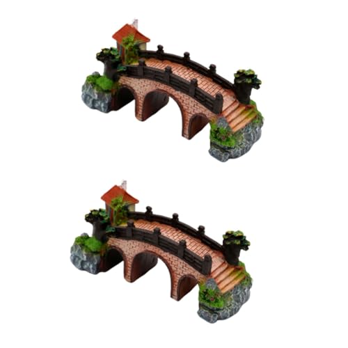 DOITOOL 2pcs Artificial Aquarium Bridge Pavilion Decor Middle Resin Craft for Fish Tank Landscape Elegant Hiding for Underwater Use Easy to Clean - color: As Shownx2pcs, size: Mx2pcs