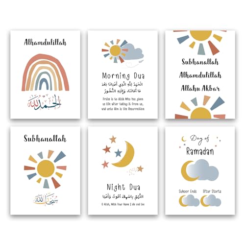 QPOKLAF Kids Mental Health Educational Poster,Islamic Wall Art Quran Quotes Inspirational Prints for Classroom Children's room Wall Decor,Nursery Canvas Prints,Set of 6(8 * 10inch,Unframed). - color: Kids Mental Health Educational Poster