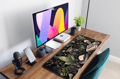 Dark Academia Desk Mat Mouse Pad XL Extended Large Gaming Desk Pad Mousepad, Mystical Green Plant Computer Laptop Keyboard and Mouse Mat, Desktop Protector Mat for Women Girl Office 31.5x11.8 in - color: Dark Academia