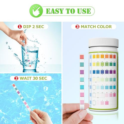 Aquarium Test Strips Fish Tank Pond Water Testing Kit (7-Way) | 150 Fish Bowl Tester Strips for Freshwater Saltwater - Rapid Accurate Easy to Test pH, Hardness, Nitrate, Nitrite and More