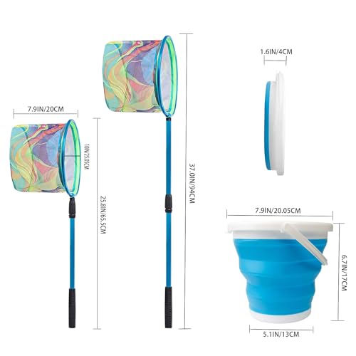 FishingNet2PieceSetRetractableNet forCatchingFrogs andTadpoles - color: Blue+Green, size: 68.5