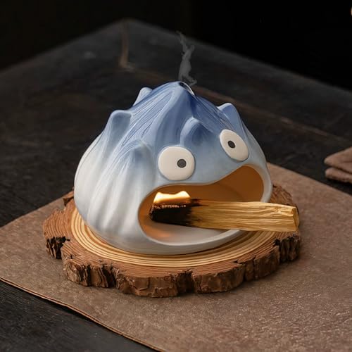 Ceramic Palo Santo Holder & Cone Incense Burner - Mini Chimney - color: Blue