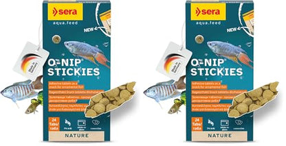 Sera O-Nip Nature 24 Tabs 0.6 oz | Complete Feed for All Ornamental Fish | Adhesive Tablets Stick to The Aquarium Glass | High Protein | No Dyes & Preservatives | with Bloodworms, Krill & Tubifex - size: 0.59 Ounce (Pack of 2)
