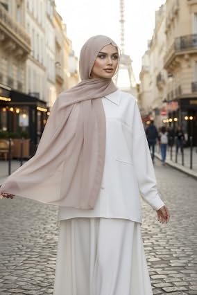Instant Chiffon Hijab, Ready to wear hijab, modal wrap, Abaya, modern Instant Scarf, Soft breathable scarf - color: S8 Mink