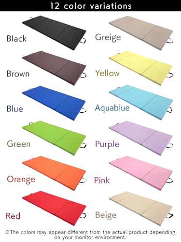KaRaDaStyle Gymnastics Mat Folding Stretch Mats 71"x31"x2" Exercise Muscle Training Children Play Horizontal Bar Mat Yoga Sports Soundproof Home Use - color: Greige/4-fold