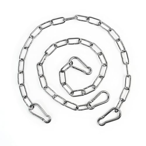 2 Pack Duty Stainless Steel Chain with 4 Carabiners, 25in, 550LB | Hanging Swing Chain, For Punching Bags, Swing Chairs, Hammocks, Indoor & Outdoor Fence