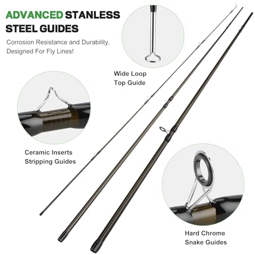PLUSINNO Fly Fishing Rod and Reel Combo Kit, Fly Fishing Rod for Starters | 4 Piece Lightweight Ultra-Portable Graphite 5 Wt -9' Fly Rod, 5/6 Reel, Complete Starter Package with Carrying Bag