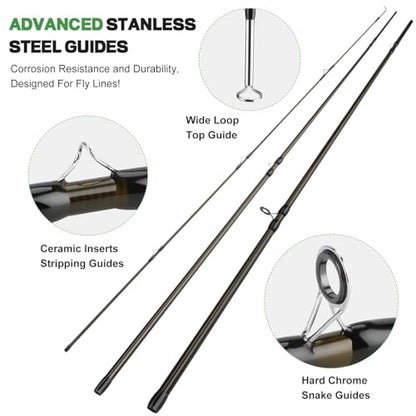 PLUSINNO Fly Fishing Rod and Reel Combo Kit, Fly Fishing Rod for Starters | 4 Piece Lightweight Ultra-Portable Graphite 5 Wt -9' Fly Rod, 5/6 Reel, Complete Starter Package with Carrying Bag