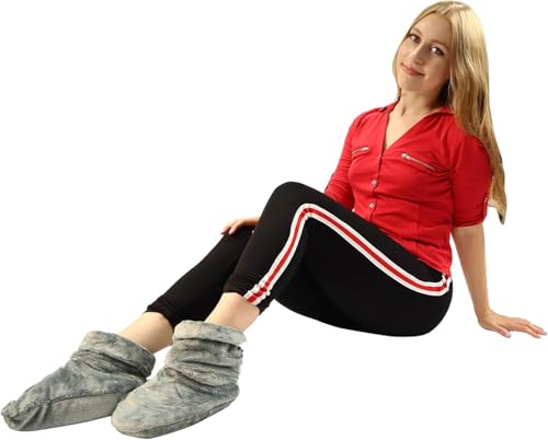 MARS WELLNESS Heated Microwavable Foot Booties - Microwavable Slippers - Herbal Hot/Cold Deep Penetrating Herbal Aromatherapy Wrap Warmer (Charcoal) - 3 Pack - color: Charcoal, size: Pack of 3