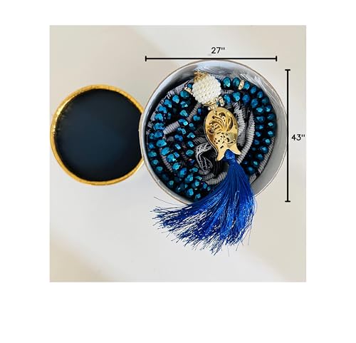 Muslim Prayer Rug, Bag and Prayer Beads I Perfect Islamic Gift I Mawlid Gift I Prayer Rug Travel I Muslim for Men&Women I Soft Islamic Prayer Mat | Luxury Islamic Gifts (Blue, 4 Sets)
