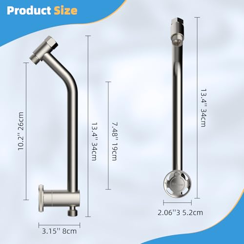 Hibbent All Metal 4 Way Shower Diverter, Showerhead Holder, Brushed Nickel | Easy Reach Diverter Valve with Pause Mode, 13.5" Stainless Steel Slide Bar, 4-Setting Replacement for Handheld & Fixed Shower - color: Brushed Nickel