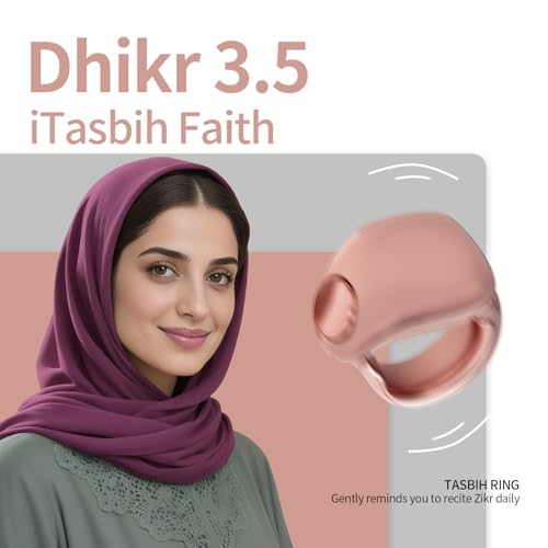 XG.&co Zikr Smart Ring,Adjustable Ring Finger Counter, Tasbeeh Counters, Prayer Direction Indicator Guide,5 Azan Alarm Clock, APP Support Eid al-Fitr Eid Muslims (Rose Gold Faith+) - style: Rose Gold 16 18 20 22 24mm
