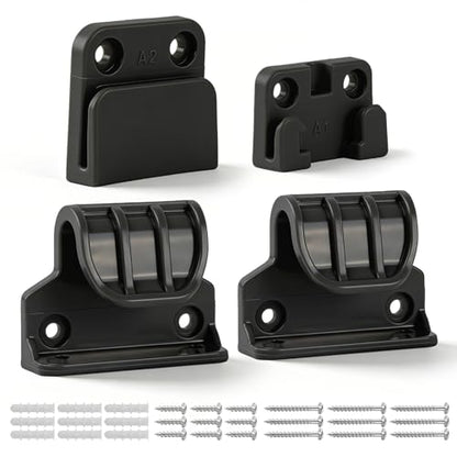 Retractable Baby Gate Replacement Parts Kit, Mesh Dog Gate Full Set Wall Mounting Hardware with Brackets Latches Anchors and Screws (Black)