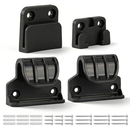 Retractable Baby Gate Replacement Parts Kit, Mesh Dog Gate Full Set Wall Mounting Hardware with Brackets Latches Anchors and Screws (Black)