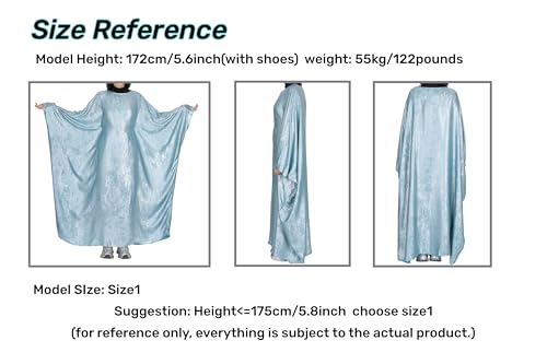 Prlemend Women Prayer Abaya Dubai Bat Sleeve Dress Islamic Printed Long Robe with Belt - color: Grey, size: 1
