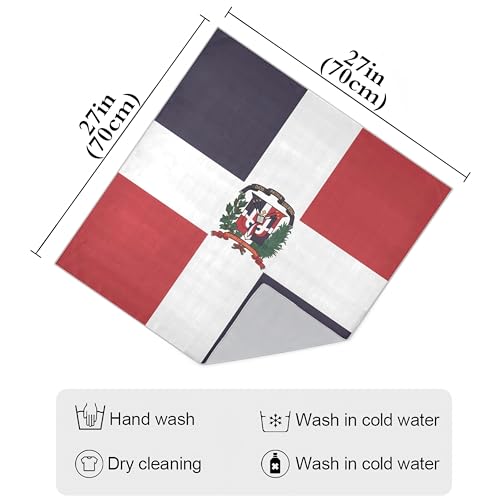 Bandana Square Head Scarf for Women Satin Hair Wrap Fashion Headband 27" - color: Dominican Republic Flag