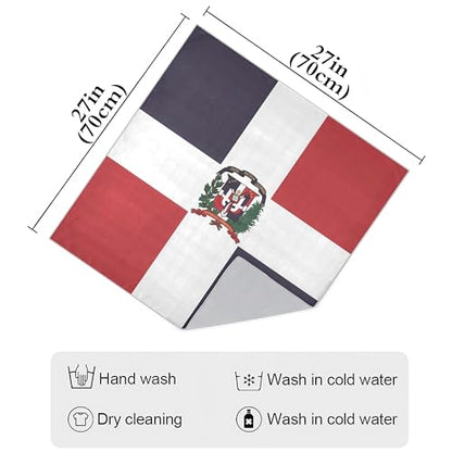 Bandana Square Head Scarf for Women Satin Hair Wrap Fashion Headband 27" - color: Dominican Republic Flag