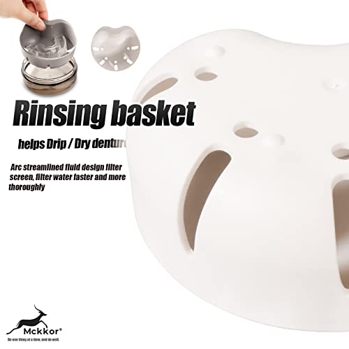 Denture cup, Definitely No-Leak Denture Bath Box for Traveling Perfectly, Denture Cup with Strainer & Mirror(White) - color: White