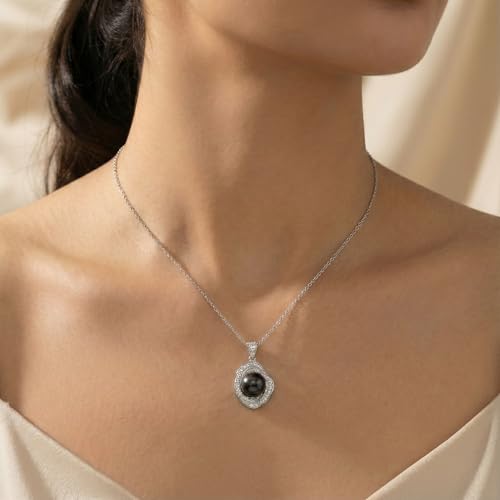 TRYNDI Tahitian Black Pearl Necklaces for Women - Wife Christmas Gift Ideas - style: Black Pearl Circle