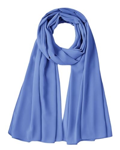 Chiffon Scarf for Women Lightweight Breathable Sunscreen Soft Solid Hijab Scarf for Daily & Muslim Wear - color: Morandi Blue Chiffon Scarf