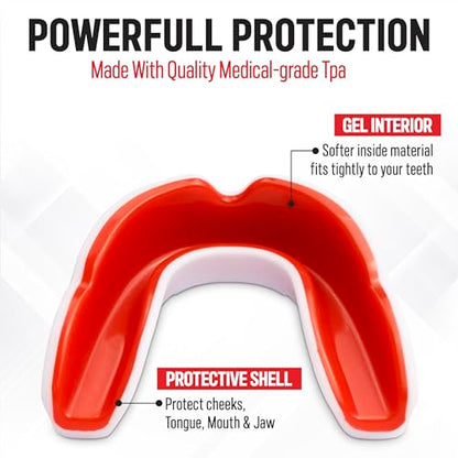Basic Sports Mouthguard for Boxing, MMA & Football | Boil-and-bite fit with ventilated case - color: Bone White