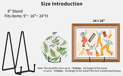 IBosins 5-Pack 8-Inch Plate Holder Display Stands Black Metal Frame Stand | Large Stand for Picture, Book, Photo, Easel, Creation, Collectibles - color: Black, size: 8 Inch