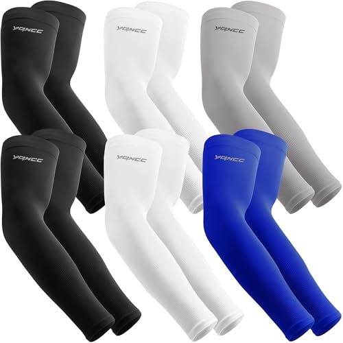 YQXCC 6 Pairs Arm Sleeves UV Sun Protection Sport Compression for Men Women - color: 2 Pairs Black/ 2 Pairs White/ 1 Pair Gray/ 1 Pair Blue
