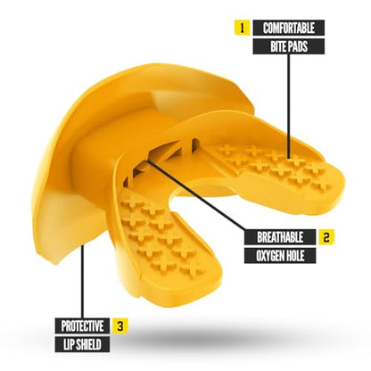 Nxtrnd One Football Mouth Guard, Strap Included, Fits Adult & Youth (Yellow) - color: Yellow