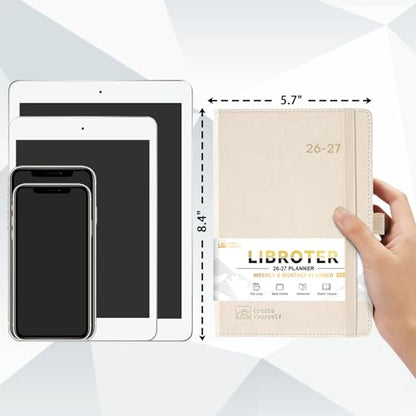 2026-2027 Planner - Academic Planner 2026-2027 Weekly Monthly Planner, July 2026 - June 2027, 5.7'' x 8.4'', Thick Paper, Leather Cover, Pen Holder, Back Pocket, Perfect Daily Organizer - Off-white - color: Off-white