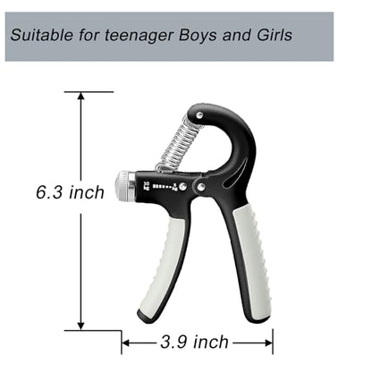 Strengthener Hand Grip for Kid Boys Girls Teenager Strength Trainer Number Counter Forearm Finger Wrist Gripper Exerciser 5-30kg Adjustable Stretcher Squeezer Workout - color: Black