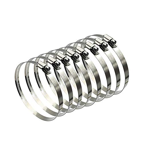5" Adjustable 304 Stainless Steel Duct Clamps Hose Clamp Pipe Clamp Air Ducting Clamp worm drive hose clamps (8Pcs) - size: 5" -8Pcs