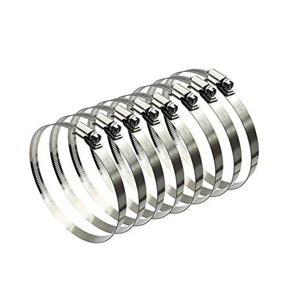 5" Adjustable 304 Stainless Steel Duct Clamps Hose Clamp Pipe Clamp Air Ducting Clamp worm drive hose clamps (8Pcs) - size: 5" -8Pcs