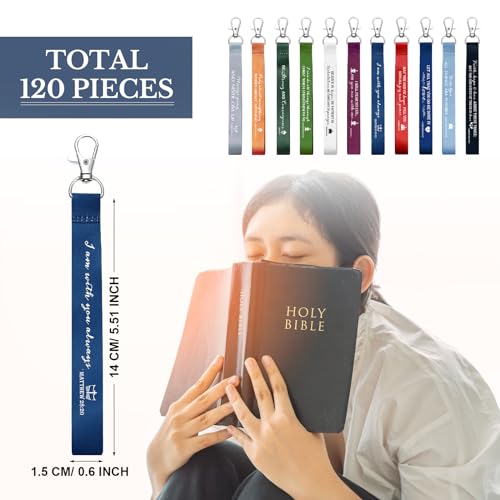 Roowest 120 Pcs Christian Bible Verse Keychains Bulk Inspirational Scriptures Religious Gift for Men Women Church Events - color: Joyous Color