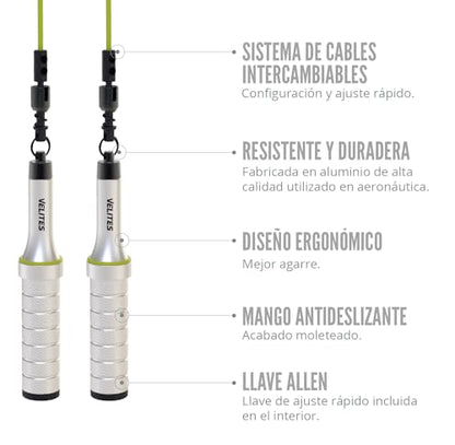 Velites - Earth 2.0 Jump Rope - Official CrossFit® Games Rope - Professional Aluminum Speed Rope for Double Unders, Fitness & Boxing - Includes 4mm Cable & Carrying Bag - - color: Silver