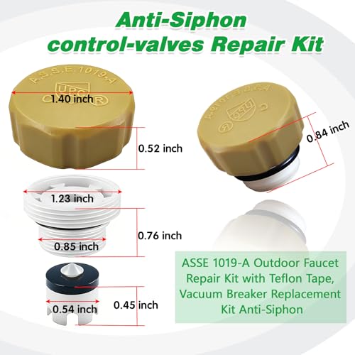 Anti-Siphon Industrial-control-valves Repair Kit， ASSE 1019-A Vacuum Breaker Check Valve Replacement Kits with Decorative Cover, Plastic Body,Plunger and O-Ring,2 Pack - color: yellow plastic