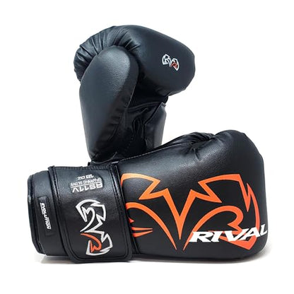RIVAL Boxing RS11V Evolution Sparring Gloves, Extra-Thick 2” Padding, V-Strap Wrist Lock 2 System, Large Hand Compartment, and 15 Degree Angle Cuff - color: Black, size: 12 oz.
